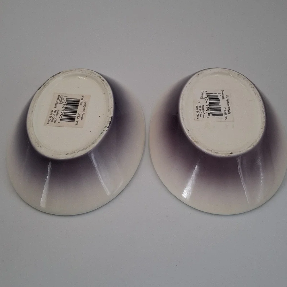 Springmaid‎ Royale Lily of the Nile Ceramic Bathroom Soap Dish Set Of 2 Purple